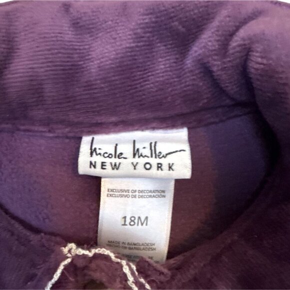 Nicole Miller New York Baby Girls Purple Velvet Jacket W/ Embroidery & Button Cl - Picture 3 of 4